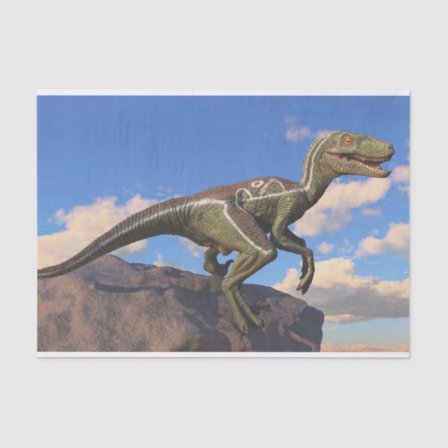 Blue Clever Girl Velociraptor dinosaur Tissue Paper (Front)