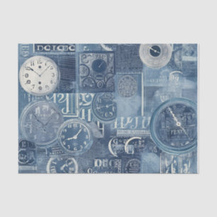 Blue Clocks Tissue Paper