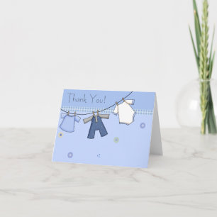 Blue Clothesline Baby Thank You Cards