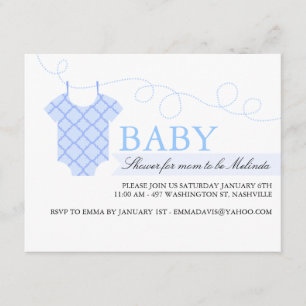 Blue clothesline Modern Baby Shower Invitation