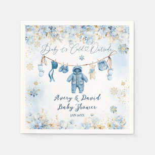 Blue ClothestLine Cold Outside Baby Boy Shower Napkin