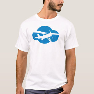 Blue Cloud & Aviation Plane T-Shirt