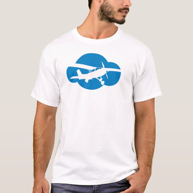 Blue Cloud & Aviation Plane T-Shirt (Front)