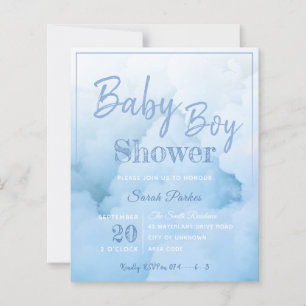 Blue Cloud Baby Boy Baby Shower Invitation