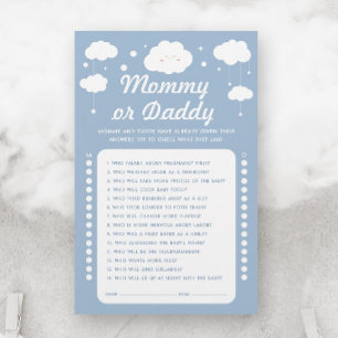Blue Cloud Baby Shower Game Guess Mummy or Daddy 