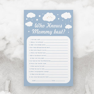  Blue Cloud Baby Shower Game Who Knows Mummy Best