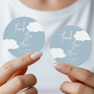Blue Cloud Baby Shower Thank You Favour Classic Round Sticker