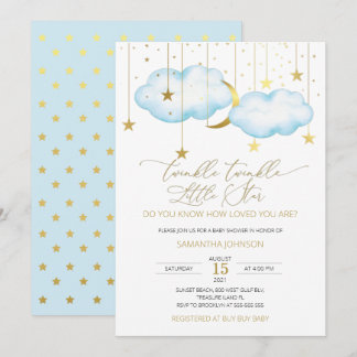 Blue Cloud Twinkle Twinkle Little Star Invitation