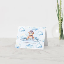 Blue Cloud Vintage Boy Bear Baby Shower 