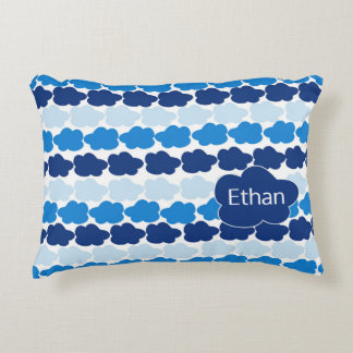 Blue Clouds for Boy with Name  Decorative Cushion