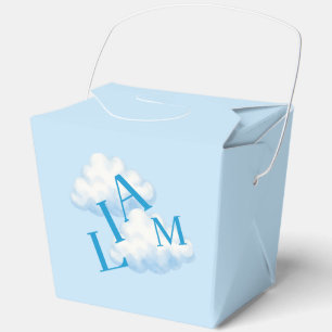 Blue Clouds & Name Boy Baby Shower Favour Box