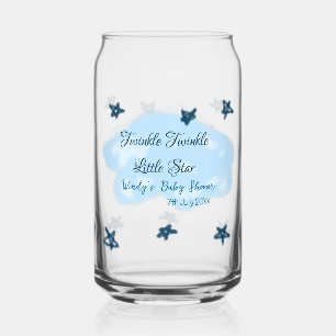 Blue clouds twinkle Twinkle Little Star baby showe Can Glass