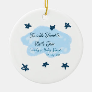 Blue clouds twinkle Twinkle Little Star baby showe Ceramic Tree Decoration