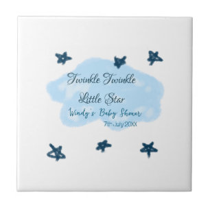 Blue clouds twinkle Twinkle Little Star baby showe Tile