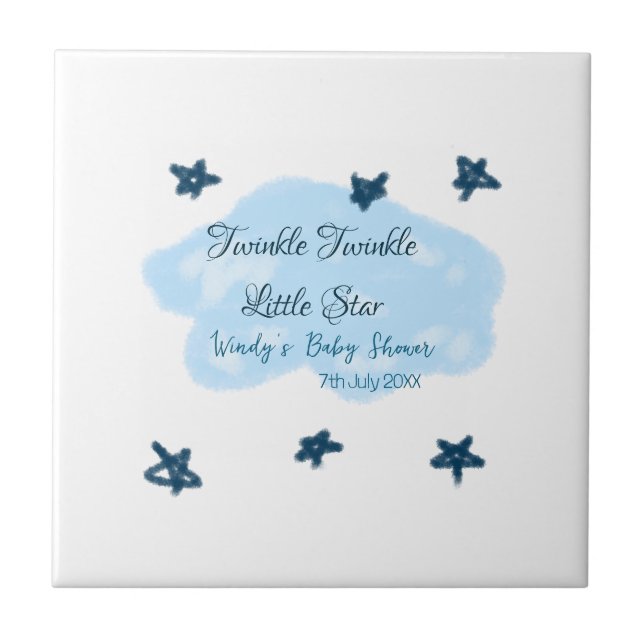 Blue clouds twinkle Twinkle Little Star baby showe Tile (Front)