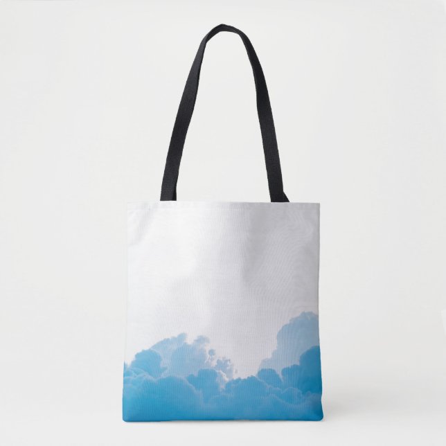 BLUE CLOUDS UNDER WHITE SKY TOTE BAG (Front)