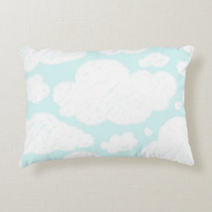 Blue Clouds Watercolor Baby Nursery Decorative Cushion