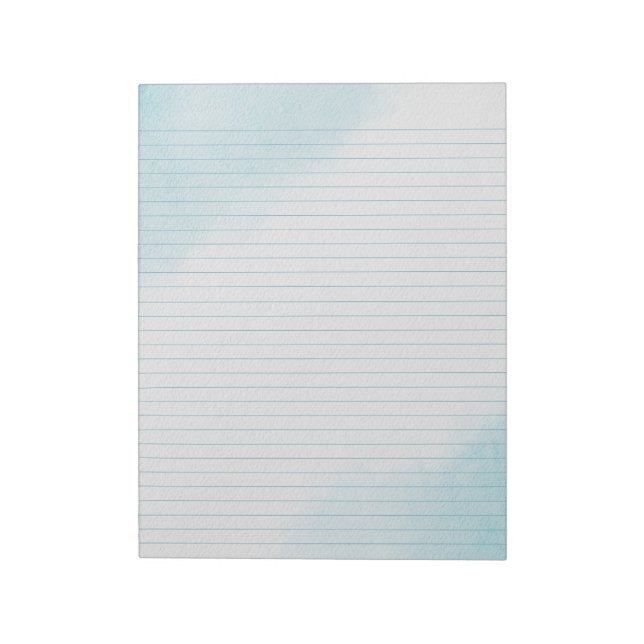 Blue Clouds Watercolor Stationery Lined Notepad (Rotated)