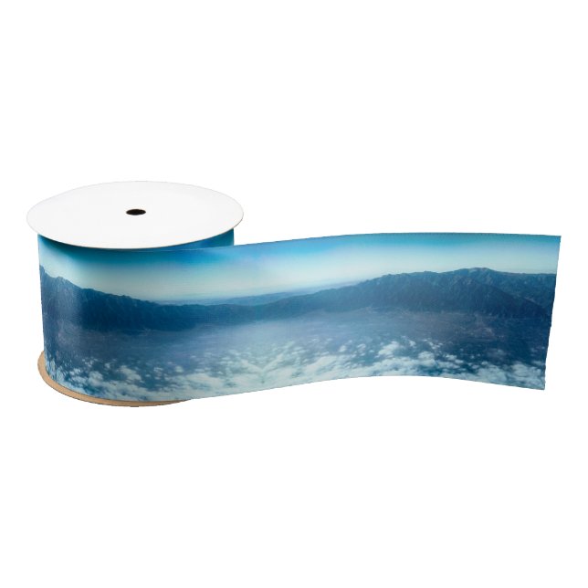 Blue Cloudy Mountain Satin Ribbon (Spool)