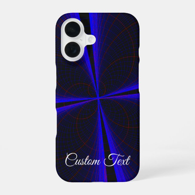 Blue Clover Leaf Geometric iPhone 16 Case (Back)