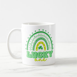 Blue Clover & Rainbow Lucky One First Birthday Coffee Mug