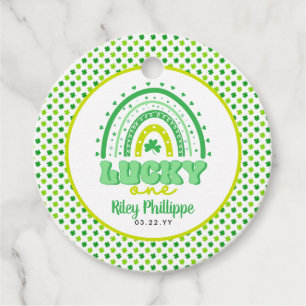 Blue Clover & Rainbow Lucky One First Birthday  Favour Tags