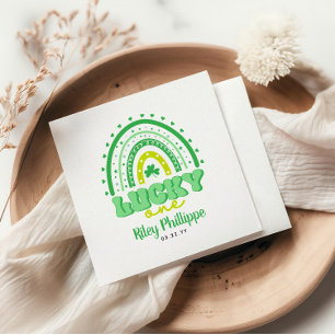 Blue Clover & Rainbow Lucky One First Birthday Napkin