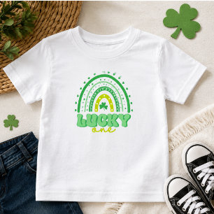 Blue Clover & Rainbow Lucky One First Birthday Toddler T-Shirt