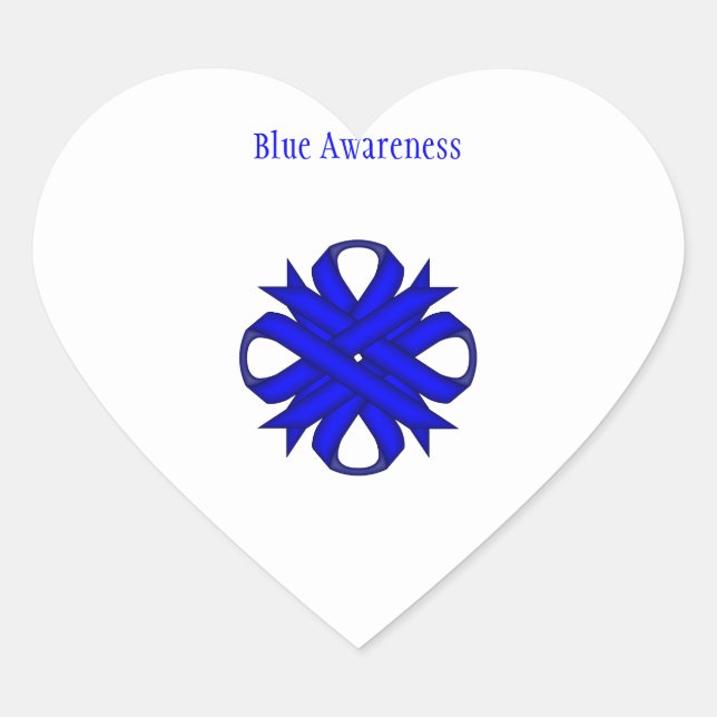 Blue Clover Ribbon by Kenneth Yoncich Heart Sticker (Front)
