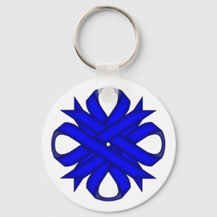 Blue Clover Ribbon by Kenneth Yoncich Key Ring