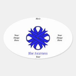 Blue Clover Ribbon Template by Kenneth Yoncich Oval Sticker
