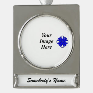 Blue Clover Ribbon Template by Kenneth Yoncich Silver Plated Banner Ornament