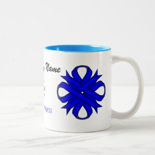 Blue Clover Ribbon Tmpl by Kenneth Yoncich Two-Tone Coffee Mug