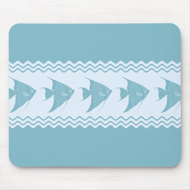 Blue Coastal Angelfish Stripes Mouse Mat (Front)
