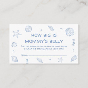 Blue Coastal Baby Shower How Big Is Her Belly Game Enclosure Card