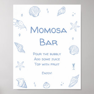 Blue Coastal Beach Baby Shower Momosa Bar Poster