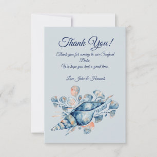 Blue Coastal Beach Thank you Cards