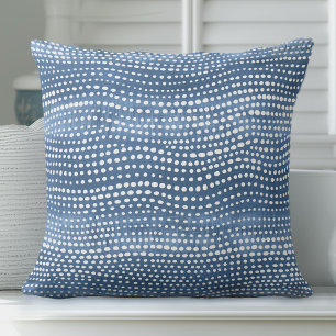 Blue Coastal Boho Throw Pillow