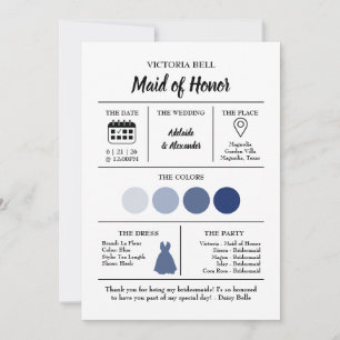 Blue Coastal Bridesmaid Information Card