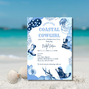 blue coastal cowgirl bachelorette party invitation