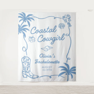 Blue Coastal Cowgirl Bachelorette Party Tapestry