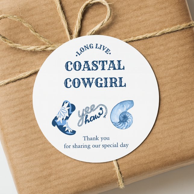 blue coastal cowgirl classic round sticker (Creator Uploaded)