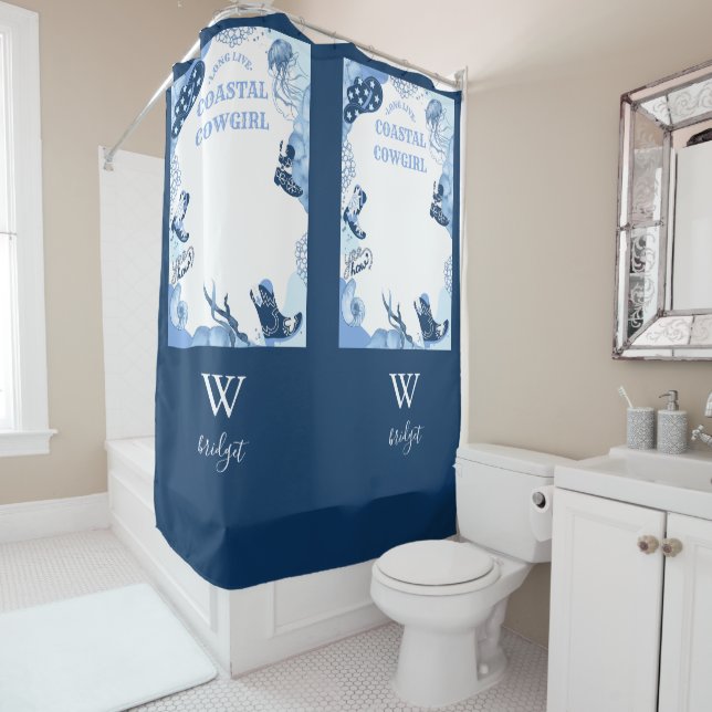 blue coastal cowgirl  shower curtain (In Situ)