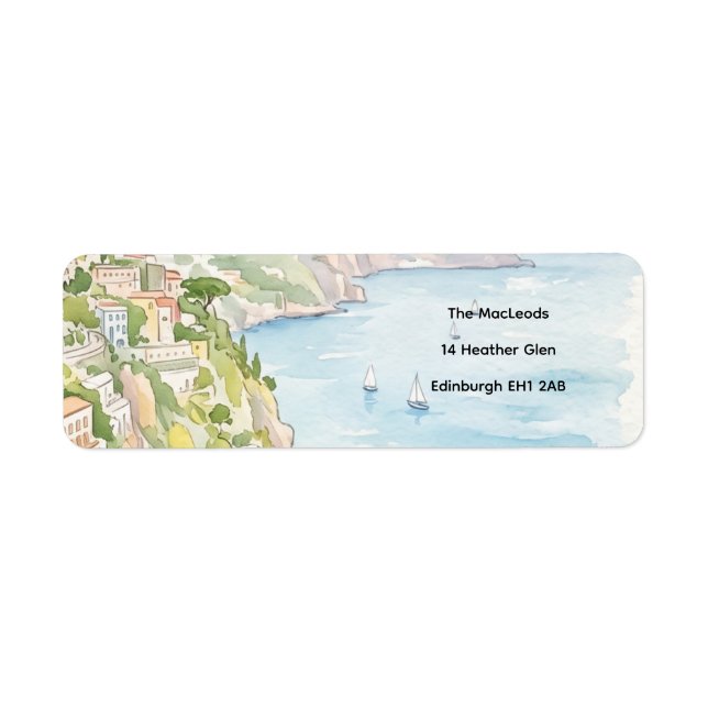 Blue Coastal Floral Return Address Label (Front)