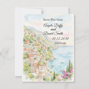 Blue Coastal Floral Save the Date Card