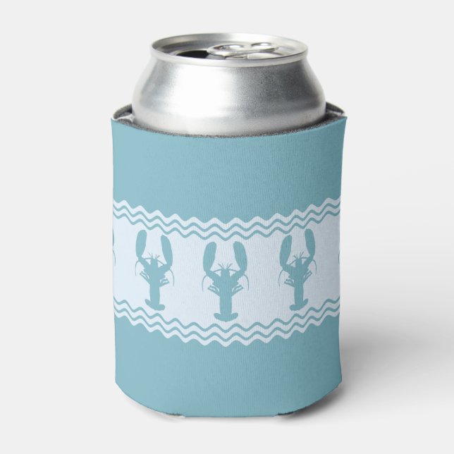 Blue Coastal Lobster Stripes Can Cooler (Can Front)