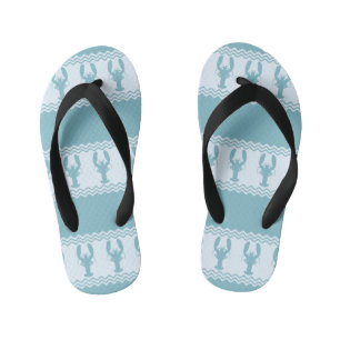 Blue Coastal Lobster Stripes Kid's Flip Flops