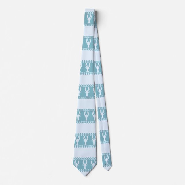 Blue Coastal Lobster Stripes Tie (Front)