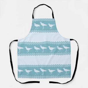 Blue Coastal Sandpiper Bird Stripes Apron