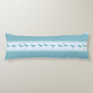 Blue Coastal Sandpiper Bird Stripes Body Cushion